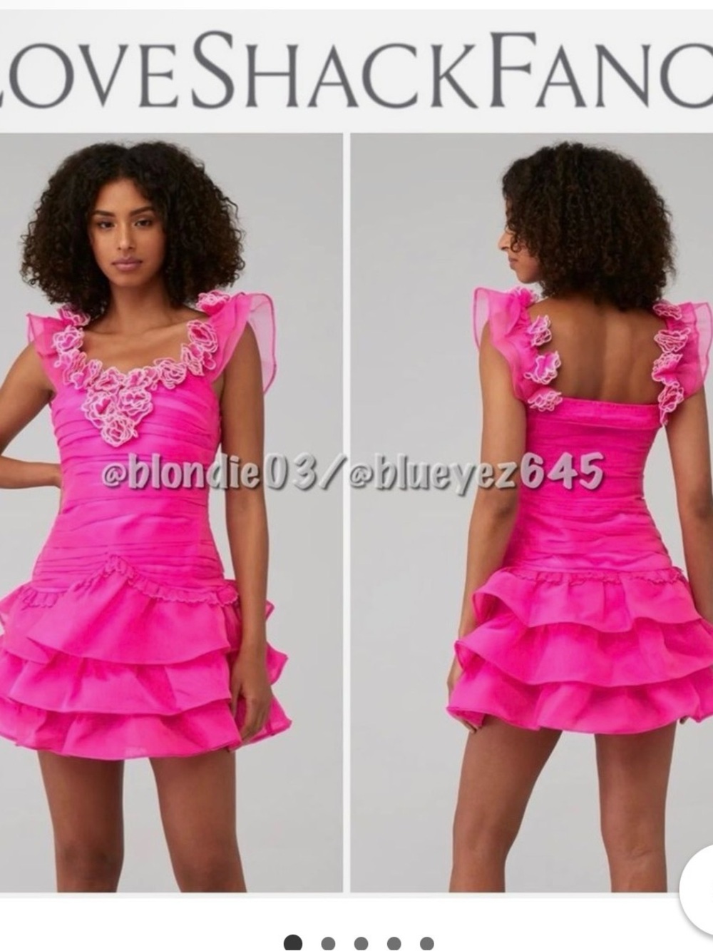 LoveShackFancy Bright Pink Ruffled Tiered Mini Dress